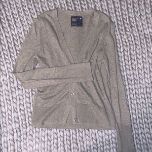 gray cardigan